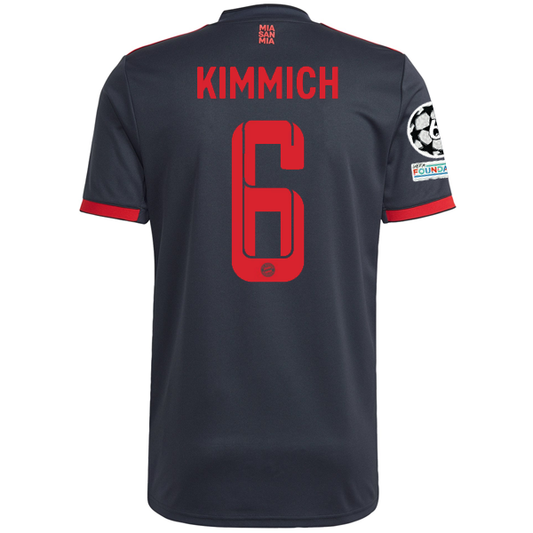adidas Bayern Munich Joshua Kimmich Third Jersey w/ Champions League Patches 22/23 (Night Grey)