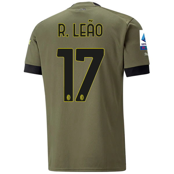Puma AC Milan Rafael Leao Third Jersey w/ Scudetto + Serie A Patch 22/23 (Dark Green Moss/Spring Moss)