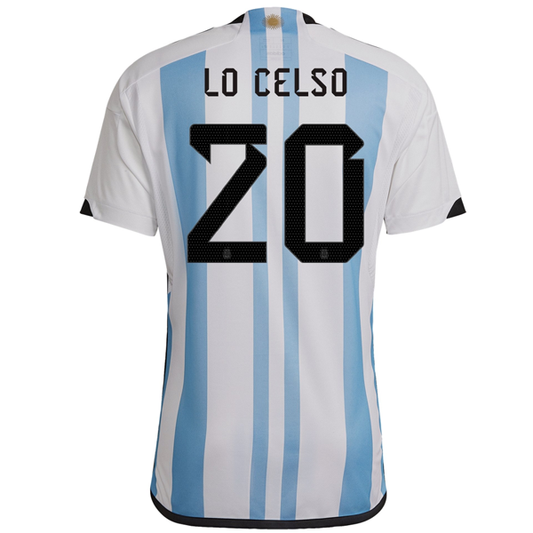 Adidas Argentina Giovanni Lo Celso Home Jersey w/ Copa America Champion Patch 22/23 (White/Team Light Blue)