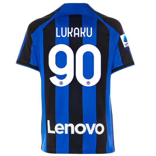 Nike Inter Milan Romelu Lukaku Home Jersey w/ Serie A + Copa Italia Patches 22/23 (Lyon Blue/Black)