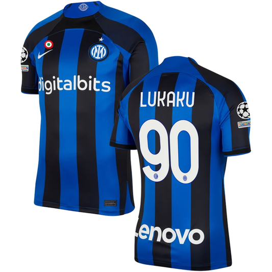 Nike Inter Milan Lukaku Home Jersey w/ Champions League Patches 22/23 (Lyon Blue/Black)