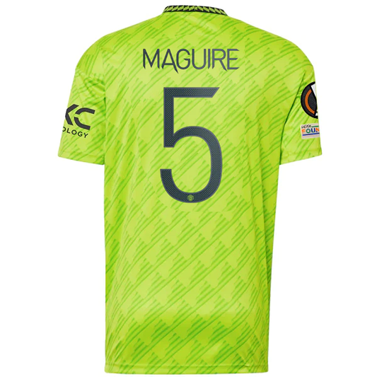 adidas Manchester United Harry Maguire Third Jersey w/ Europa League Patches 22/23 (Solar Slime)