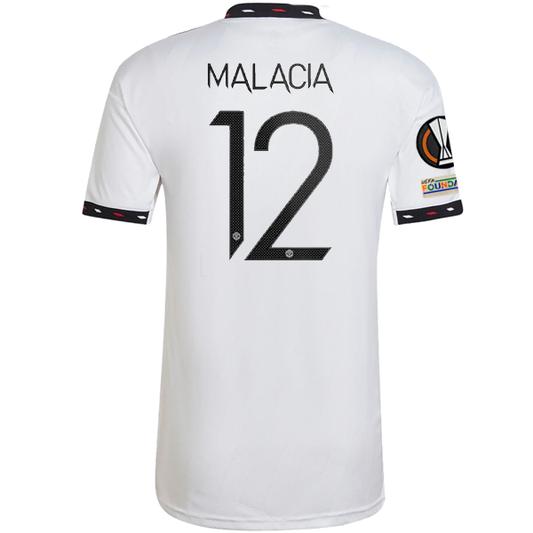 adidas Manchester United Tyrell Malacia Away Jersey w/ Europa League Patches 22/23 (White)