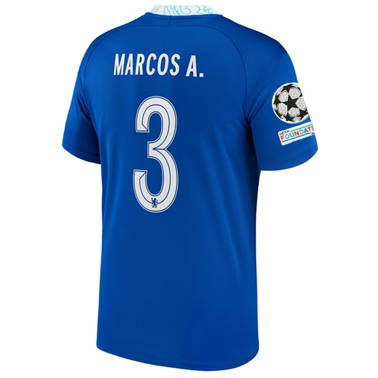 Nike Chelsea Marcos Alonso Home Jersey w/ Champions League + Club World Cup Patches 22/23 (Rush Blue)