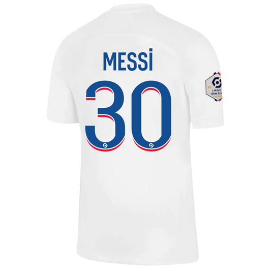 Nike Paris Saint-Germain Lionel Messi Third Jersey w/ Ligue 1 Champion Patch 22/23 (White/Old Royal)