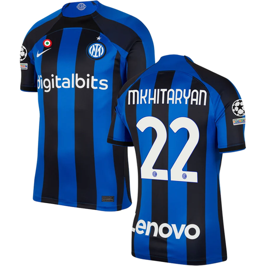 Nike Inter Milan Mkhitaryan Home Jersey w/ Champions League Patches 22/23 (Lyon Blue/Black)