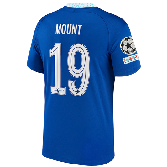 Nike Chelsea Mason Mount Home Jersey w/ Champions League + Club World Cup Patches 22/23 (Rush Blue)