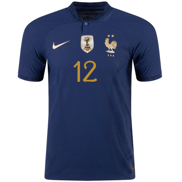 Nike France Authentic Match Christopher Nkunku Home Jersey w/ World Cup Champion Patch 22/23 (Midnight Navy/Metallic Gold)