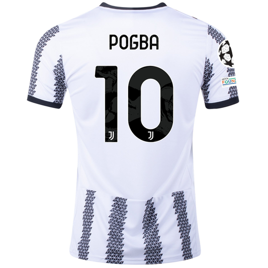 adidas Juventus Paul Pogba Home Jersey w/ Champions League Patches 22/23 (White/Black)