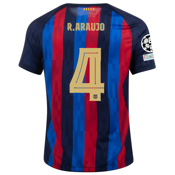 Nike Barcelona Ronald Araújo Home Jersey w/ Champions League Patches 22/23 (Obsidian/Sesame)