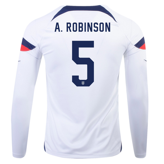 Nike United States Antonee Robinson Home Long Sleeve Jersey 22/23 (White/Loyal Blue)