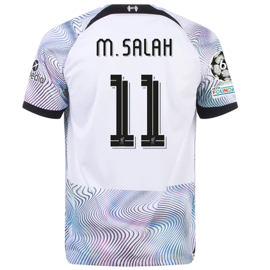 Nike Liverpool Mohamad Salah Away Jersey w/ Champions League Patches 22/23 (White/Black)