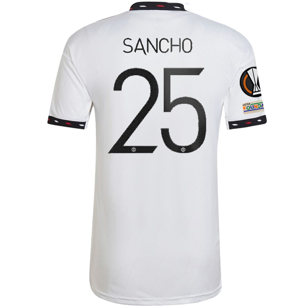 adidas Manchester United Jadon Sancho Away Jersey w/ Europa League Patches 22/23 (White)