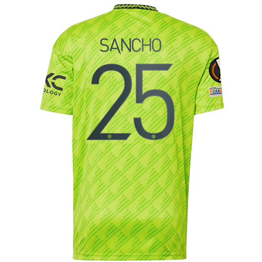 adidas Manchester United Jadon Sancho Third Jersey w/ Europa League Patches 22/23 (Solar Slime)