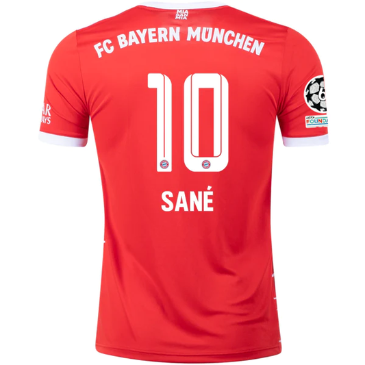 adidas Bayern Munich Leroy Sane Home Jersey w/ Champions League Patches 22/23 (Red/White)