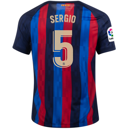 Nike Barcelona Sergio Busquets Home Jersey w/ La Liga Patch 22/23 (Obsidian/Sesame)