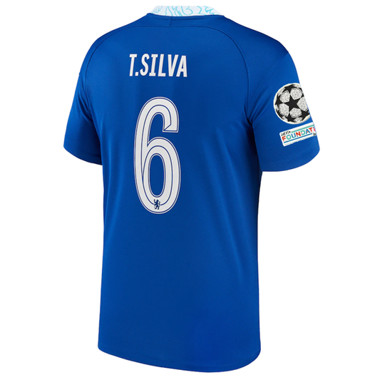 Nike Chelsea Thiago Silva Home Jersey w/ Champions League + Club World Cup Patches 22/23 (Rush Blue)