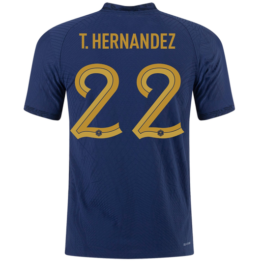 Nike France Authentic Match Theo Hernandez Home Jersey w/ World Cup Champion Patch 22/23 (Midnight Navy/Metallic Gold)