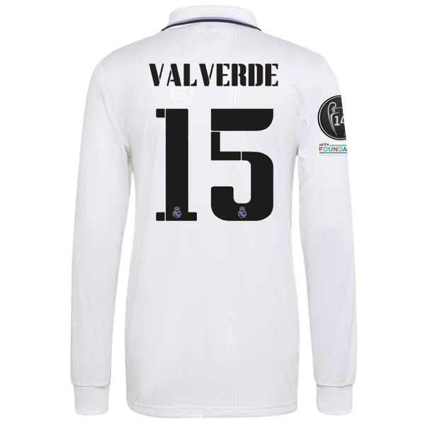 adidas Real Madrid Home Federico Valverde Long Sleeve Jersey adidas Real Madrid Home Federico Valverde Long Sleeve Jersey