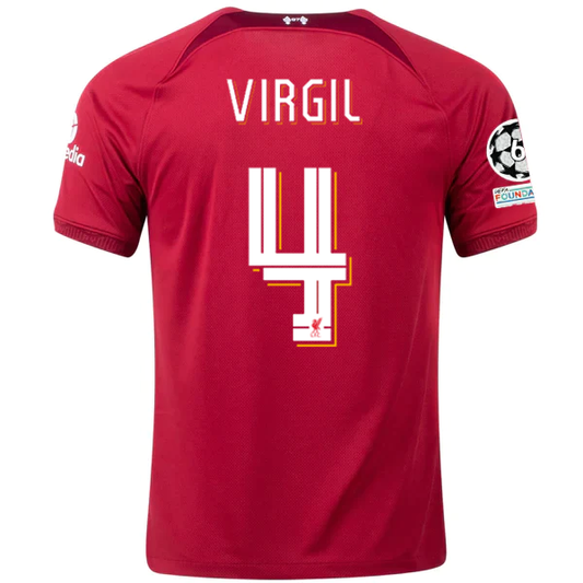 Nike Liverpool Virgil van Dijk Home Jersey w/ Champions League Patches 22/23 (Tough Red/Team Red)