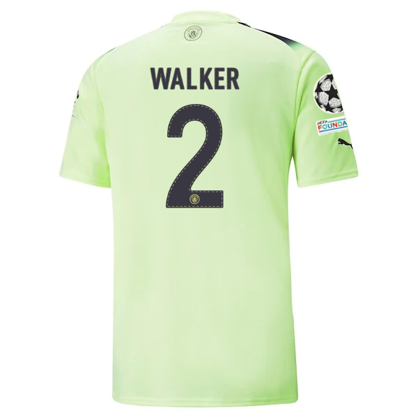 Puma Manchester City Kyle Walker Third Jersey w/ Champions League Patches 22/23 (Fizzy Light/Parisian Night)