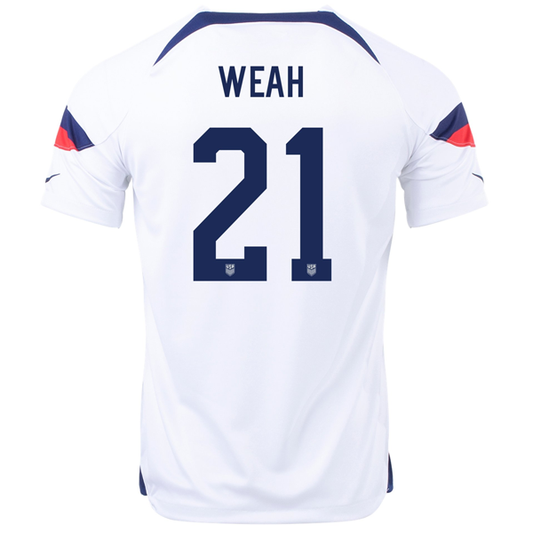 Nike United States Timothy Weah Home Jersey 22/23 (White/Loyal Blue)