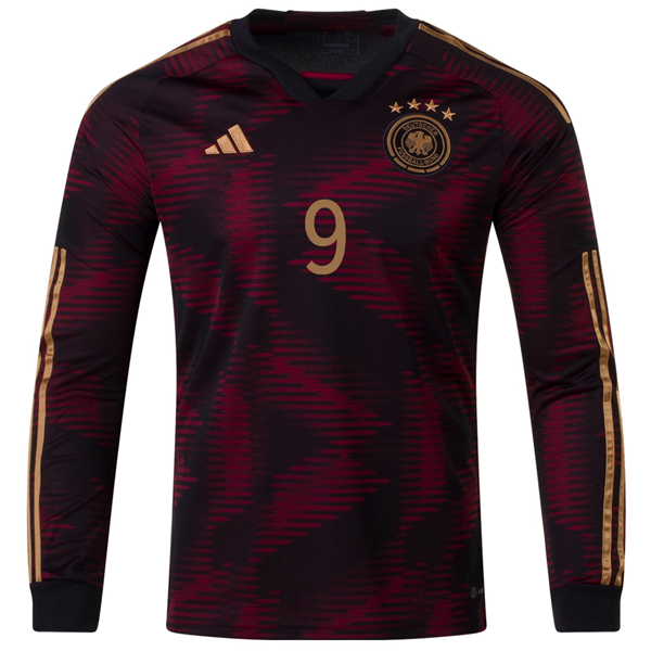 adidas Germany Timo Werner Away Long Sleeve Jersey 22/23 (Black/Burgundy)