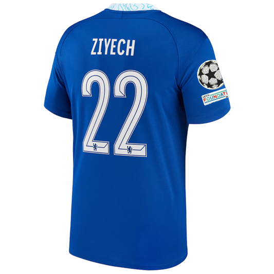 Nike Chelsea Hakim Ziyech Home Jersey w/ Champions League + Club World Cup Patches 22/23 (Rush Blue)