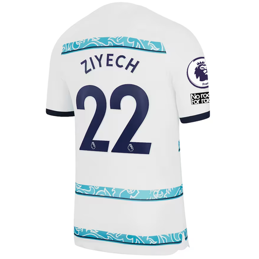 Nike Chelsea Hakim Ziyech Away Jersey w/ EPL + Club World Cup Patches 22/23 (White/College Navy)