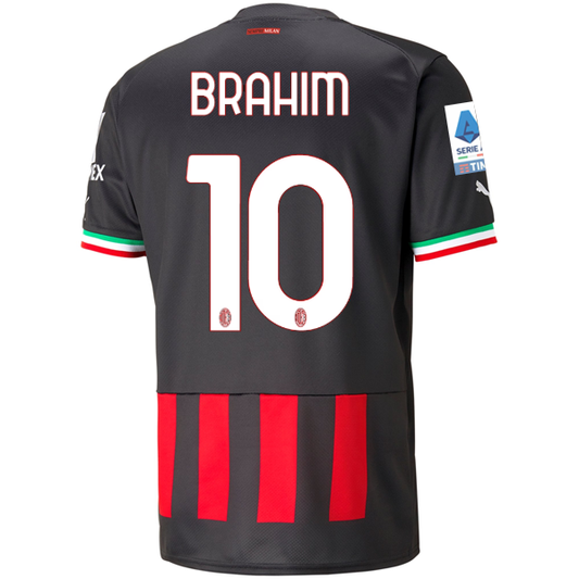 Puma AC Milan Brahim Diaz Home Jersey w/ Scudetto + Serie A Patch 22/23 (Puma Black/Tango Red)