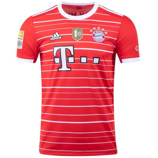 adidas Bayern Munich Home Jersey w/ Bundesliga + 10 Times Winner Patch 22/23 (Red/White)