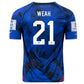 Nike United States Timothy Weah Away Jersey 22/23 w/ World Cup 2022 Patches (Bright Blue/White)