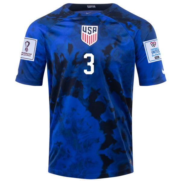 Nike United States Zimmerman Away Jersey 22/23 w/ World Cup 2022 Patches (Bright Blue/White)