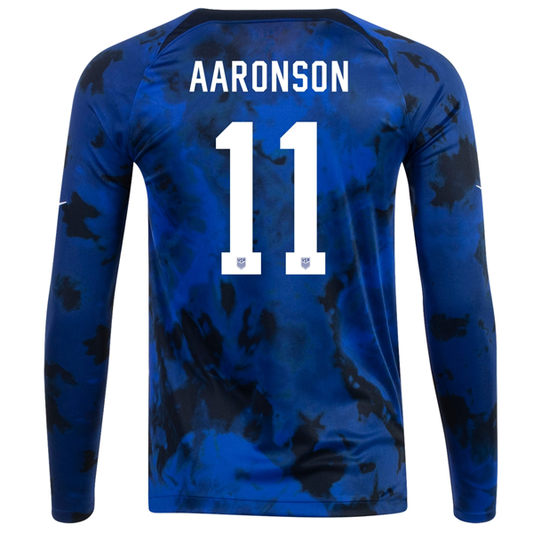 Nike United States Brenden Aaronson Long Sleeve Away Jersey 22/23 (Bright Blue/White)