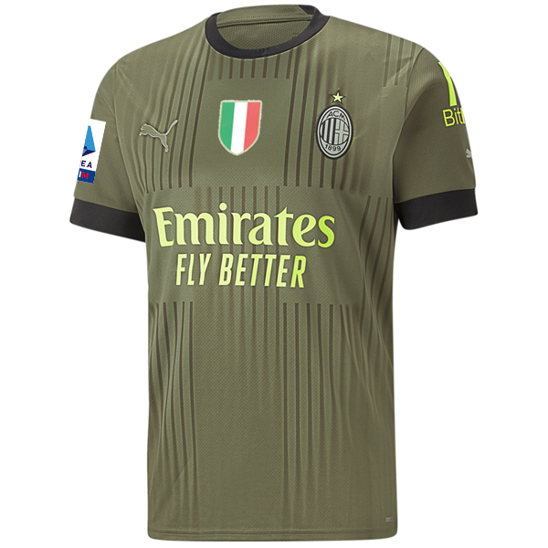Puma AC Milan Third Jersey w/ Scudetto + Serie A Patch 22/23 (Dark Green Moss/Spring Moss)