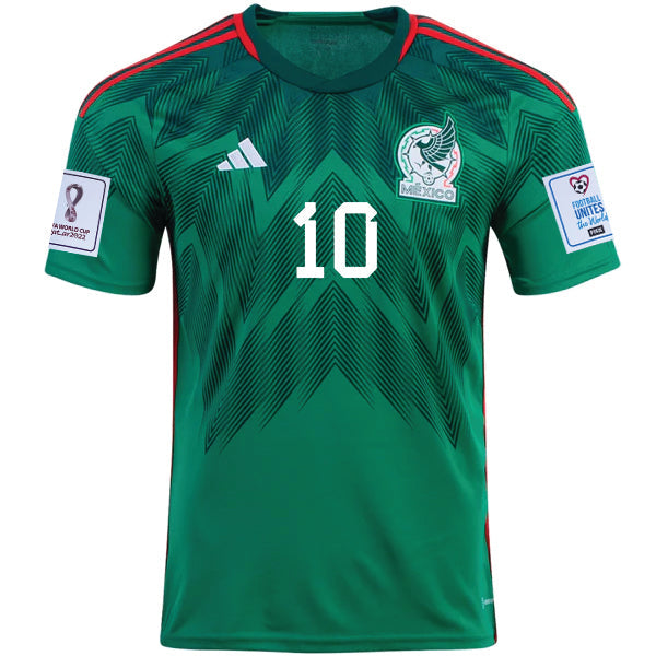 Adidas Mexico Alexis Vega Home Jersey w/ World Cup Qualifier Patches 22/23 (Vivid Green)