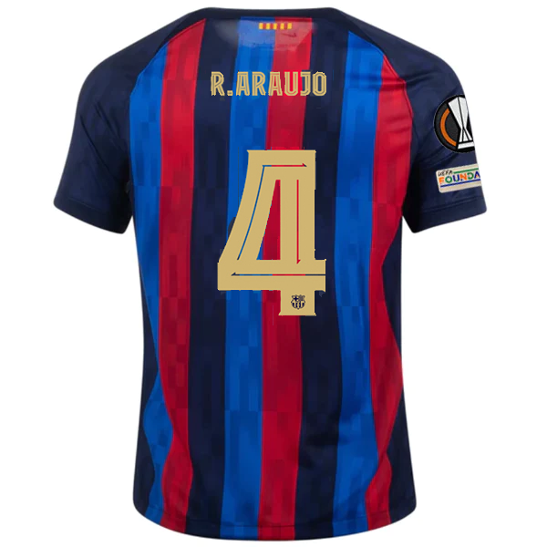 Nike Barcelona Ronald Araújo Home Jersey w/ Europa League Patches 22/23 (Obsidian/Sesame)