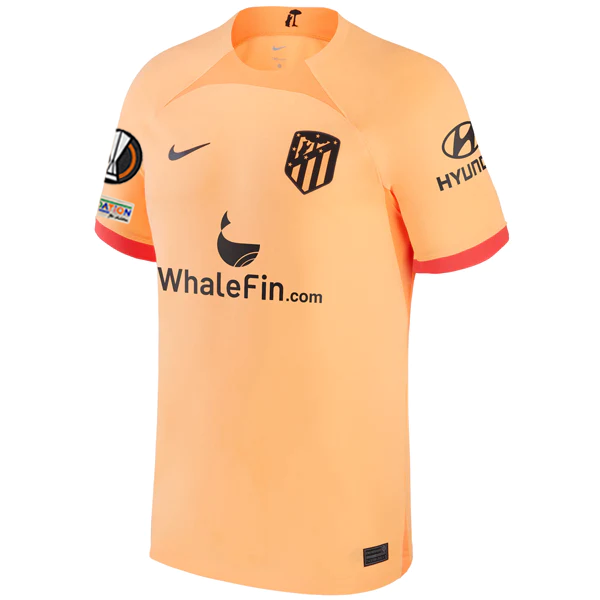 Nike Atletico Madrid Third Jersey w/ Europa League Patches 22/23 (Peach Cream/Atomic Orange/Black)