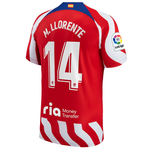 Nike Atletico Madrid Marcos Llorente Home Jersey w/ La Liga Patch 22/23 (White/Red/Deep Royal Blue)