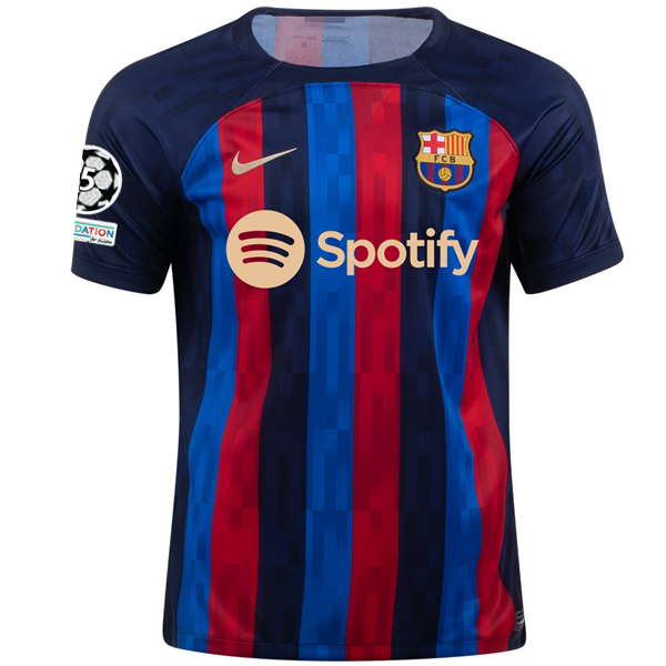 Nike Barcelona Ousmane Dembélé Home Jersey w/ Champions League Patches 22/23 (Obsidian/Sesame)