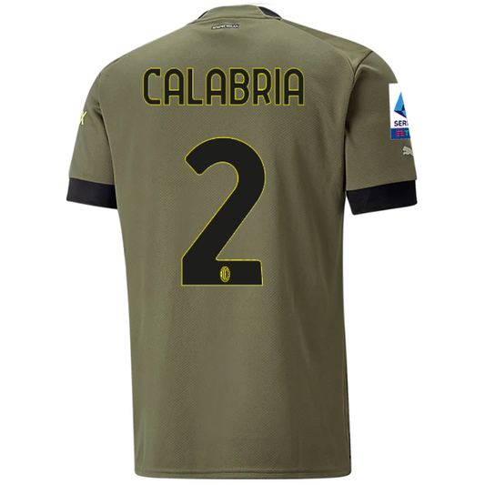 Puma AC Milan Davide Calabria Third Jersey w/ Scudetto + Serie A Patch 22/23 (Dark Green Moss/Spring Moss)