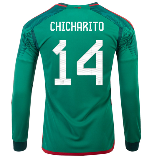 adidas Mexico Chicharito Home Long Sleeve Jersey 22/23 (Vivid Green)