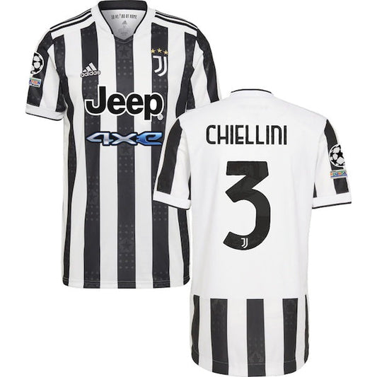 adidas Juventus Giorgio Chiellini Home Jersey w/ Champions League Patches 21/22 (White/Black)