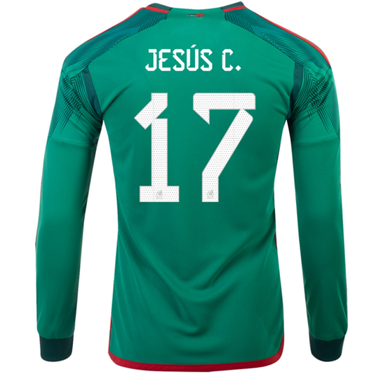 adidas Mexico Jesus Corona Home Long Sleeve Jersey 22/23 (Vivid Green)