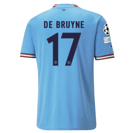 Puma Manchester City Kevin De Bruyne Home Jersey w/ Champions League Patches 22/23 (Team Light Blue)