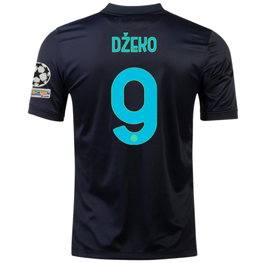 Nike Inter Milan Edin Dzeko Third Jersey w/ Champions League Patches 21/22 (Black/Total Orange)