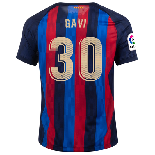 Nike Barcelona Gavi Home Jersey w/ La Liga Patch 22/23 (Obsidian/Sesame)