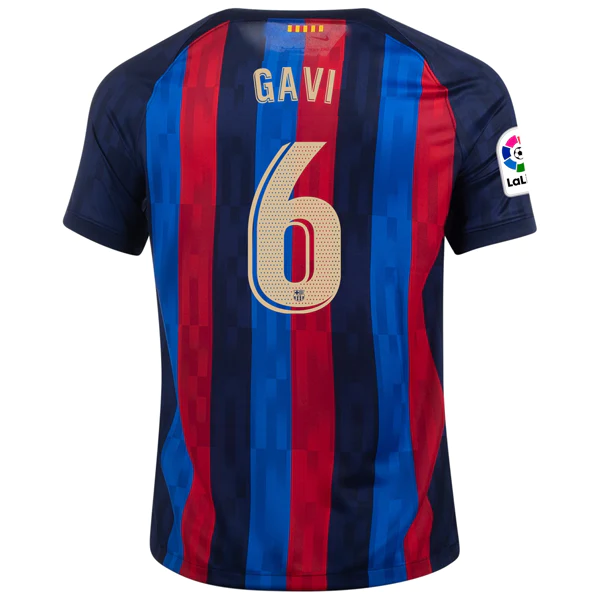 Nike Barcelona Gavi Home Jersey w/ La Liga Patch 22/23 (Obsidian/Sesame)