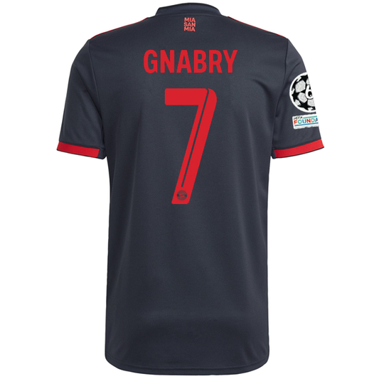 adidas Bayern Munich Serge Gnabry Third Jersey w/ Champions League Patches 22/23 (Night Grey)