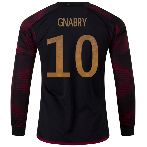 adidas Germany Serge Gnabry Away Long Sleeve Jersey 22/23 (Black/Burgundy)